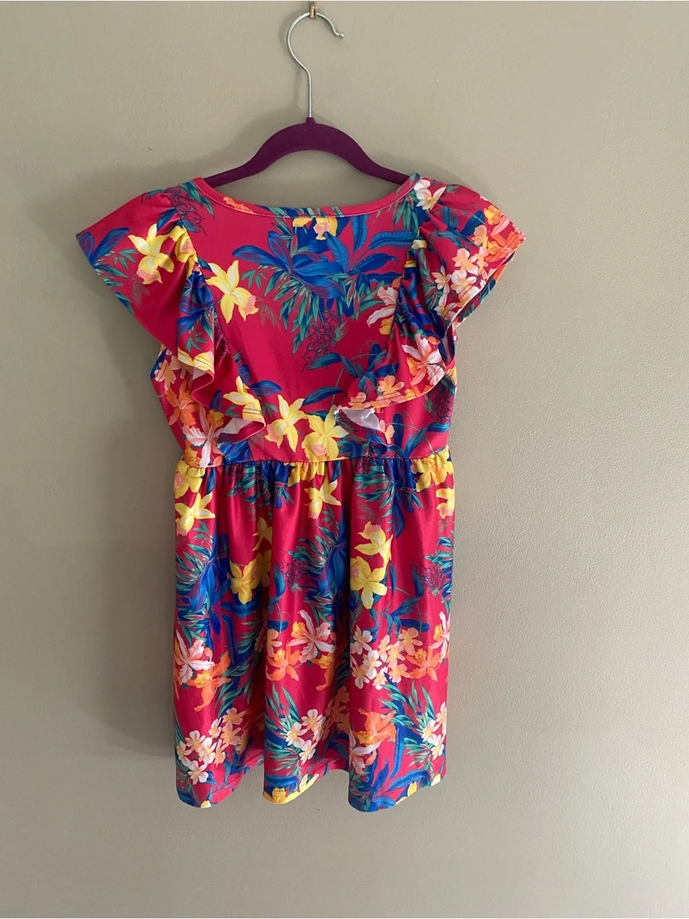 Tommy Bahama Red Floral V-Neck Flutter Sleeve‎ Casual Dress